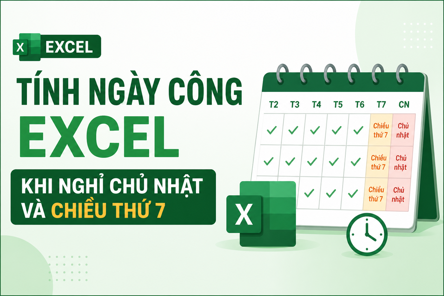Hàm NETWORKDAYS.INTL trong Excel tính ngày công khi nghỉ chủ nhật và nửa ngày thứ 7
